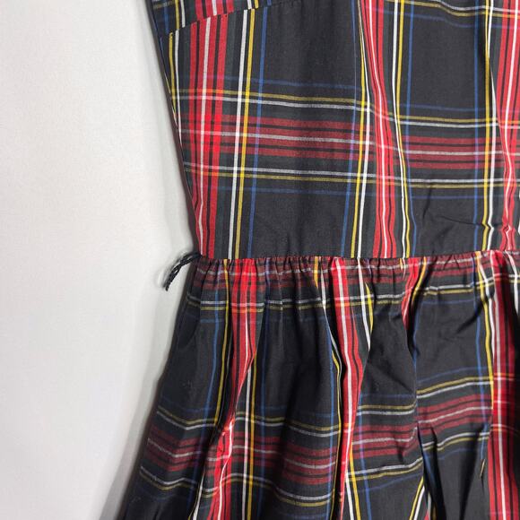 J Crew Crewcuts 14 Black Red Tartan Plaid Fit and Flare Holiday Dress Sleeveless - Picture 7 of 11